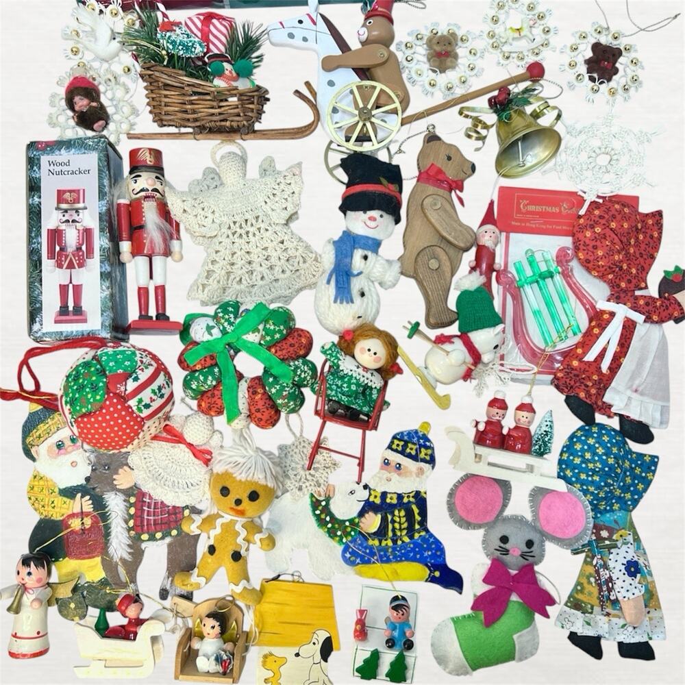 Vintage 80s 90s Fun Traditional Kitschy Colorful Classic Christmas Ornament Lot